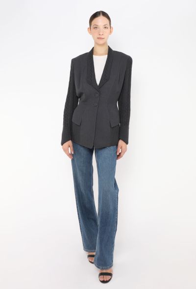 Thierry Mugler 1998 Cableknit Trim Hourglass Blazer - 2 Thierry Mugler 1998 Cableknit Trim Hourglass Blazer - 2