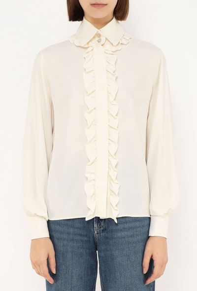 Chanel 2019 Ruffled Trim Silk Blouse - 1