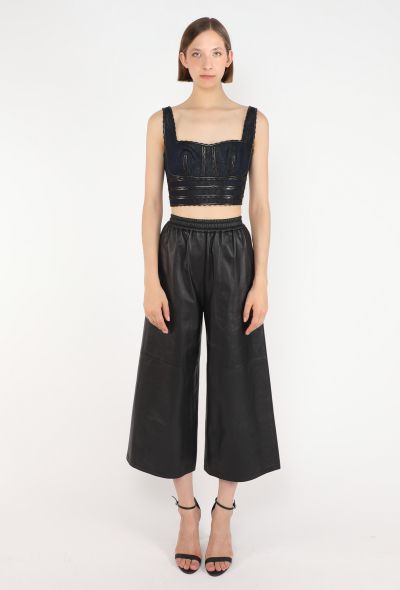 Alaïa Denim Leather Trim Bralette - 2