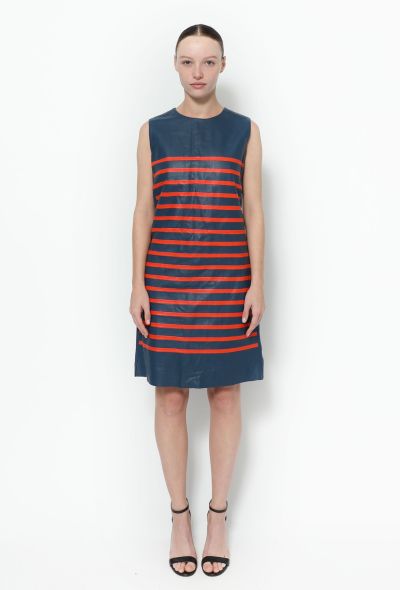                             S/S 2014 Striped Leather Dress - 1