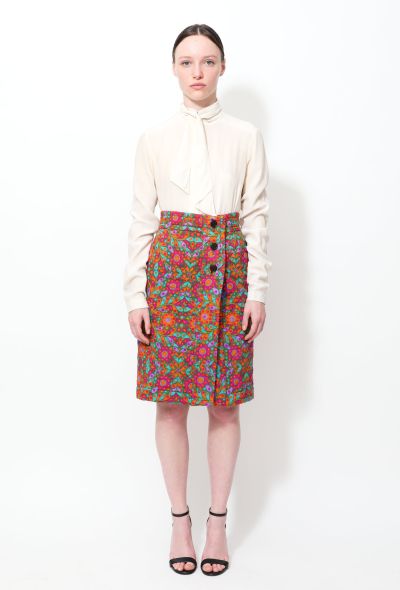                             Vintage Floral Quilted Wrap Skirt - 1