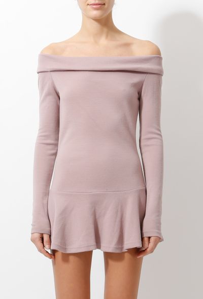                                         Lilac Off Shoulder Ruffled Dress-2