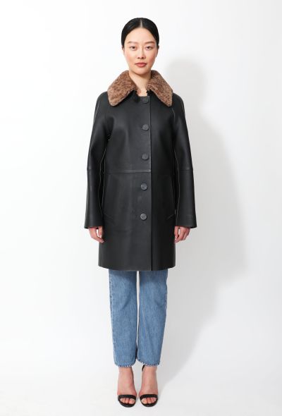 Louis Vuitton F/W 2014 Shearling Collar Rubber Coat - 1