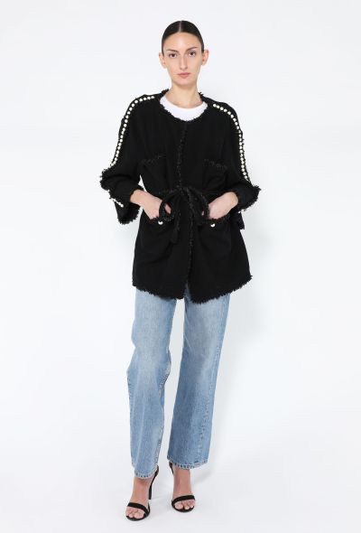 Chanel 2014 Terrycloth and Pearl Embellished Wrap Jacket - 2