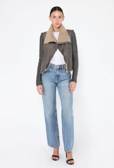 Rick Owens Shearling Leather Biker Jacket - 2