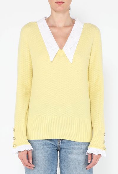 Chanel Lace Trim Cashmere Sweater, Pre-Fall 2024 - 1