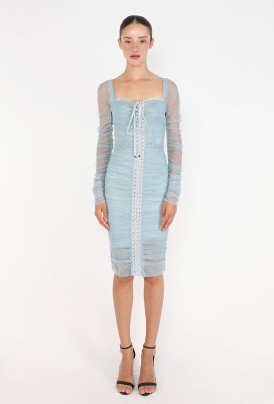 Dolce & Gabbana Ruched Lace-Up Tulle Dress, S/S 2019 - 1