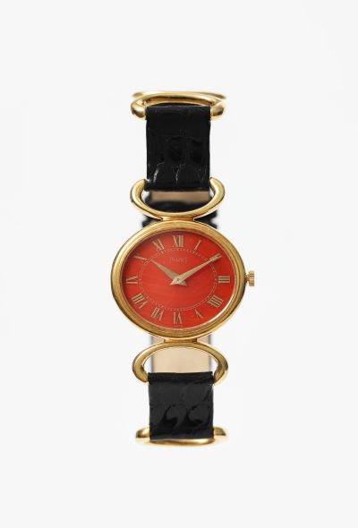 Piaget 18k Yellow Gold & Coral Anneaux Watch, 1970s - 1
