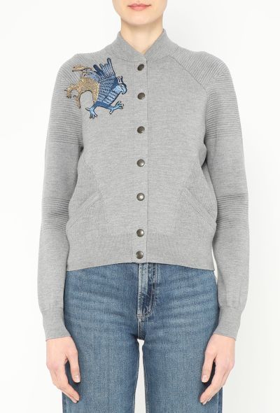 Alexander McQueen Embroidered Griffin Ribbed Cardigan - 2 Alexander McQueen Embroidered Griffin Ribbed Cardigan - 2