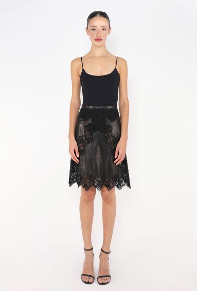 Louis Vuitton Embroidered Lambskin Lace Skirt - 1