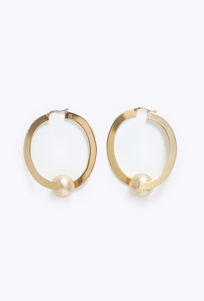 Céline 2014 Flat Hoop Pearl Earrings - 1
