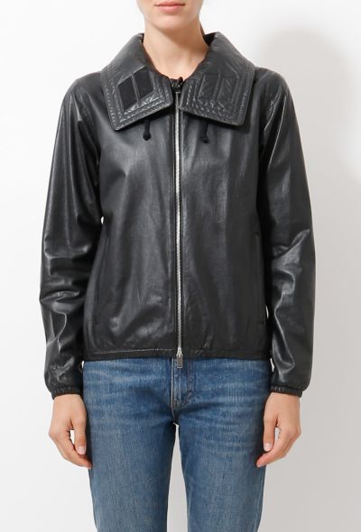                                         Hooded Leather Parka-1