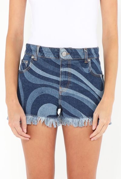 Emilio Pucci 2024 Printed Denim Shorts - 2