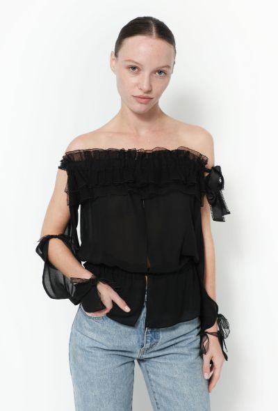 Saint Laurent F/W 2001 Ruffled Off-Shoulder Top - 1