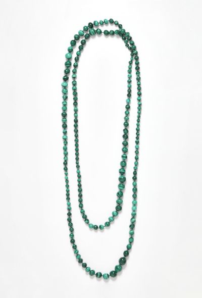 Vintage Fine Jewelry Malachite Sautoir Necklace - 1 Vintage Fine Jewelry Malachite Sautoir Necklace - 1