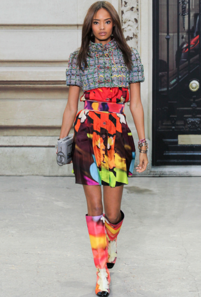 Chanel S/S 2015 Floral Silk Pleated Skirt Ensemble - 2