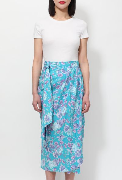                                         '80s Laura Ashley Floral Wrap Skirt-2