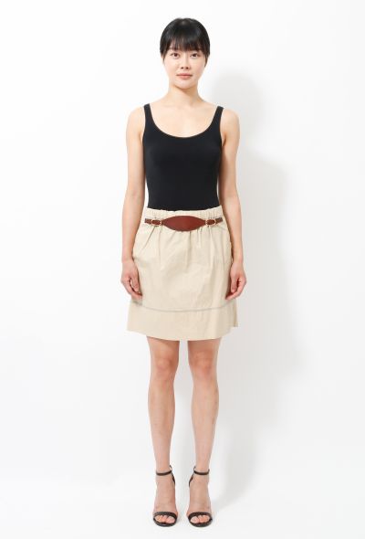                                         Khaki Belted Elasticated Skirt-1