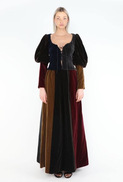 Saint Laurent COLLECTOR 1970 Striped Velvet Peasant Ensemble - 1