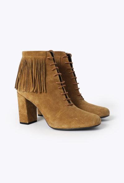 Saint Laurent 2015 Fringe Suede Ankle Boots - 2