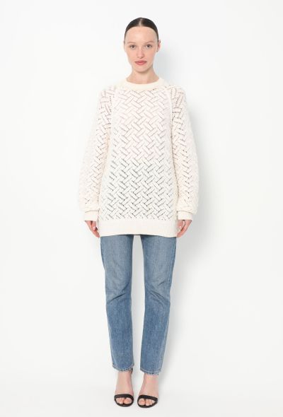 Hermès White Cashmere Lattice Knit Sweater - 2