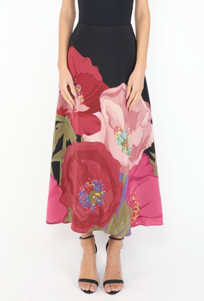 Valentino Peony Print Silk Skirt - 2