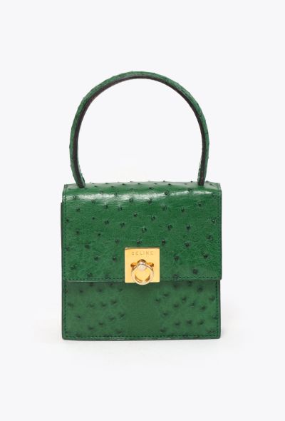 Céline Vintage Small Ostrich Top Handle Bag - 1