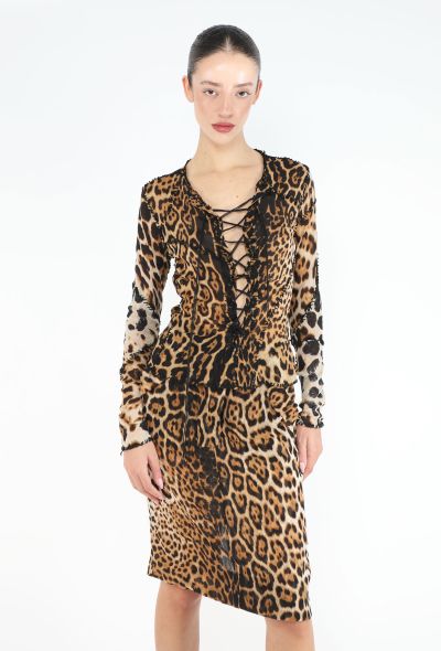 Saint Laurent ICONIC S/S 2002 Lace-Up Leopard Ensemble - 1