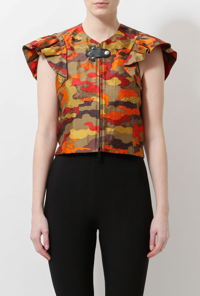                             Graphic Camouflage Ruffled Top - 2