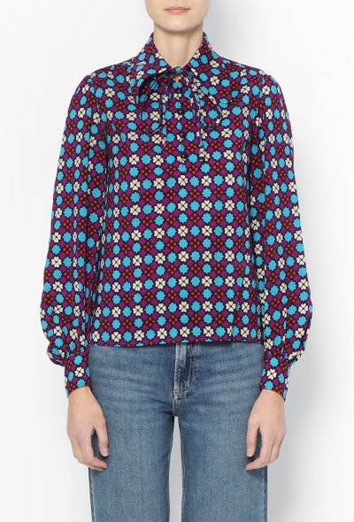                             ICONIC Fall 1971 Printed Silk Blouse - 1