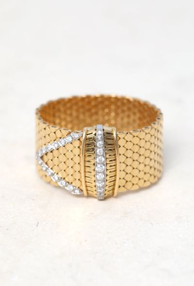 Vintage & Antique 1950s 18k Yellow Gold & Diamond Bracelet - 1