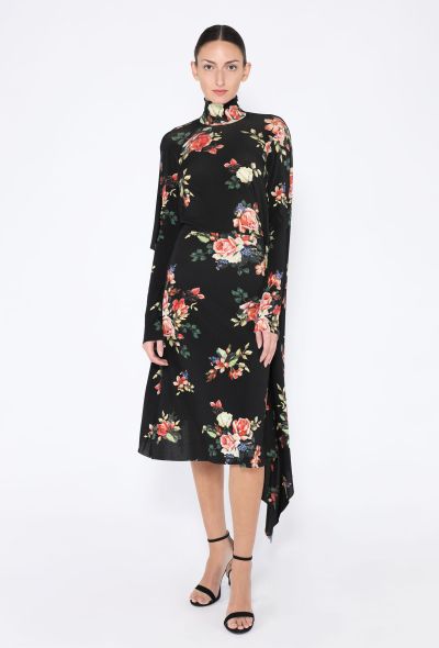 Vetements Asymmetrical Floral Open-Back Dress - 1