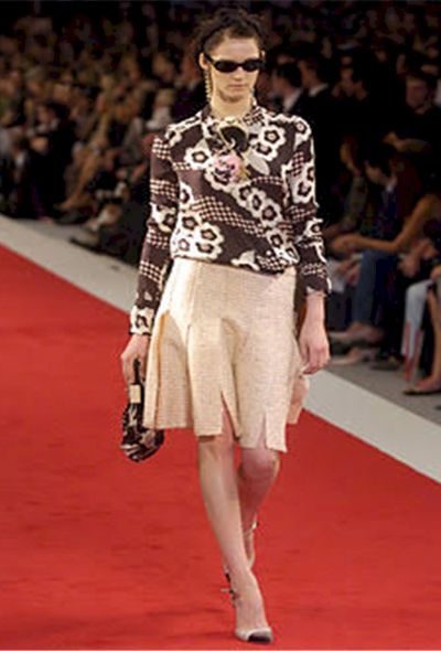                                         S/S 2005 Tweed Slit Skirt-2