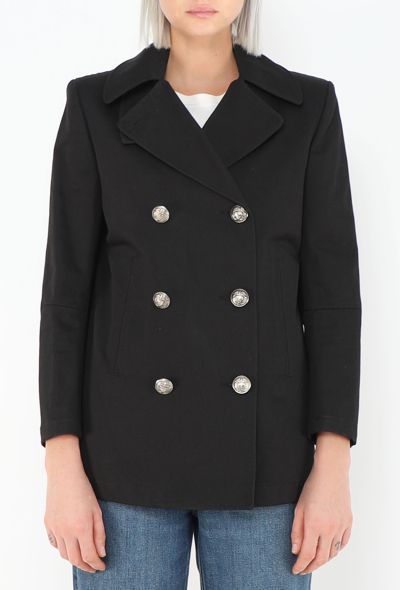 Balmain Classic Coat Of Arms Peacoat - 1