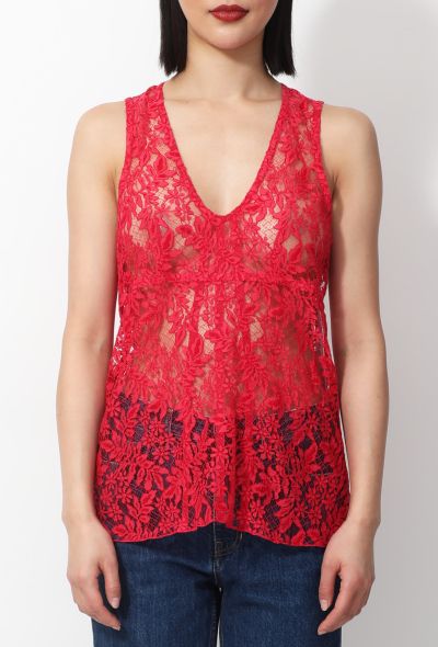                             Resort 2015 Red Lace Top - 1
