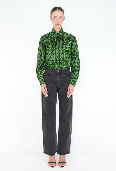 Saint Laurent '70s Clover Print Lavallière Blouse - 2