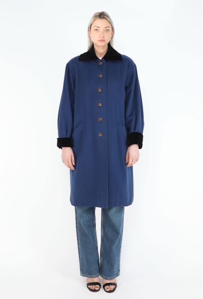 Saint Laurent Mid '70s Felted Velvet Trim Coat - 1