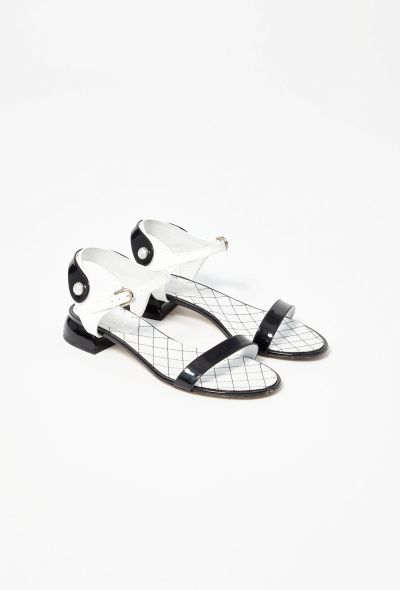                             Bicolor Quilted Patent Sandals - 2