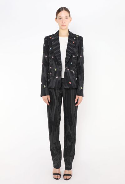 John Galliano Floral Beaded Pinstripe Suit - 2