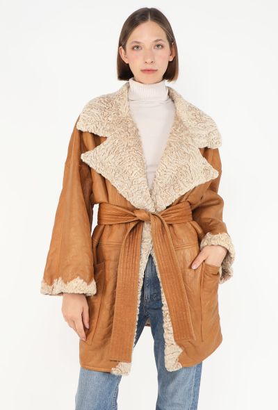 Dior Vintage Belted Shearling Coat - 1