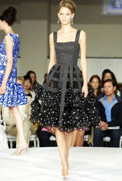 Oscar De La Renta Polka Dot Ruffled Dress, Resort 2008 - 2