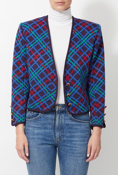Saint Laurent Vintage Checkered Cardigan - 2 Saint Laurent Vintage Checkered Cardigan - 2
