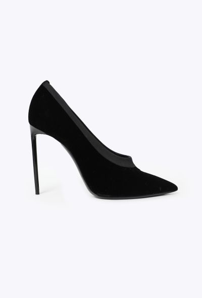 Saint Laurent Velour Grosgrain Trim Stilettos - 1