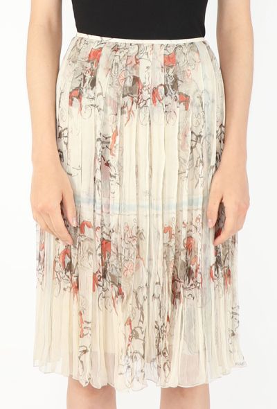 Hermès 2009 'Finish' Printed Chiffon Skirt - 2