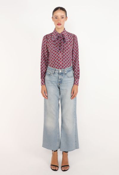 Saint Laurent Graphic Silk Lavallière Blouse, 1970s - 2
