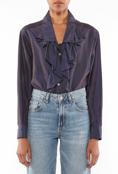 Chanel Vintage Silk Ruffled Blouse - 1