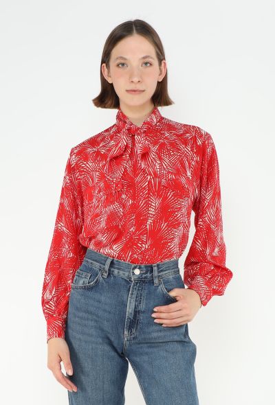 Saint Laurent S/S 1985 Palm Lavallière Blouse - 1