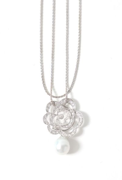 Vintage & Antique 18k White Gold, Diamond & Pearl Necklace - 2