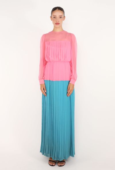 Nina Ricci Bicolor Pleated Silk Dress, 1970s - 2