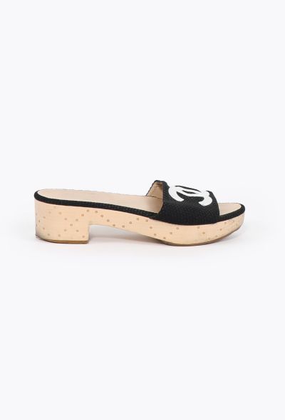 Chanel 2010 'CC' Wooden Sandals - 1